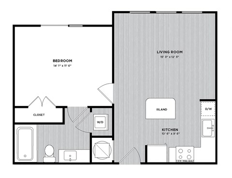 S1 1 Bed 1 Bath 616 Sq. Ft. Floor Plan at The Parker at Maitland Station in Maitland, FL 32751